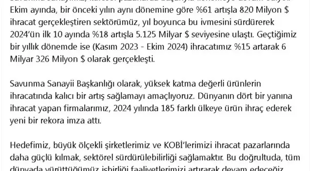 Turkey has set a record in defense industry exports.