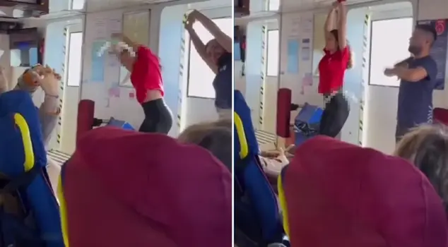 In Izmir, citizens did morning exercises on the ferry.