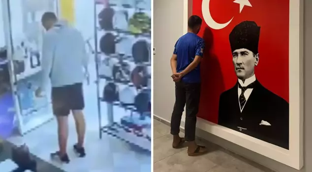 He had shown disrespect to Atatürk and was photographed in front of his picture with handcuffs on backwards.