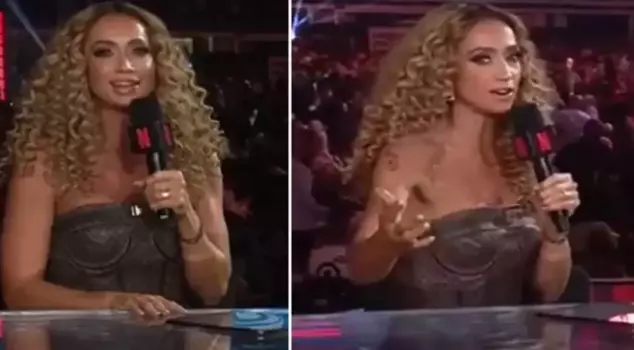 The female announcer presenting the boxing match between Mike Tyson and Jake Paul left everyone speechless with her outfit.