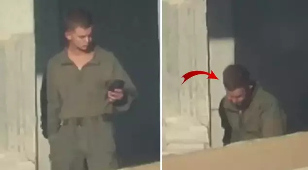 Hamas shot the Israeli soldier playing with his phone like this with a sniper.