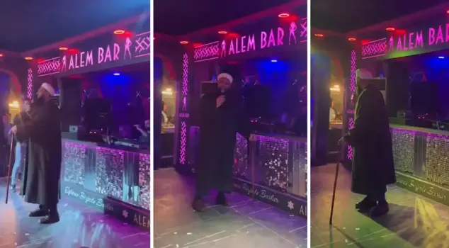 The preacher who went to the nightclub took the microphone on stage and gave a sermon.