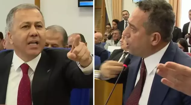 The hall echoed with shouts! A heated debate between Minister Yerlikaya and CHP member Ali Mahir Başarır.