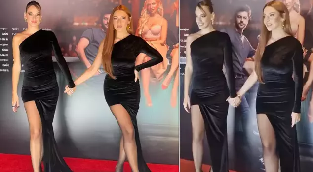 Hadise and Seda Bakan wore the same outfit at the premiere of the film 'Esas Oğlan'.