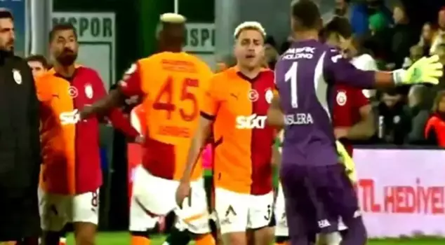 Kerem and Muslera clashed in the middle of the field.