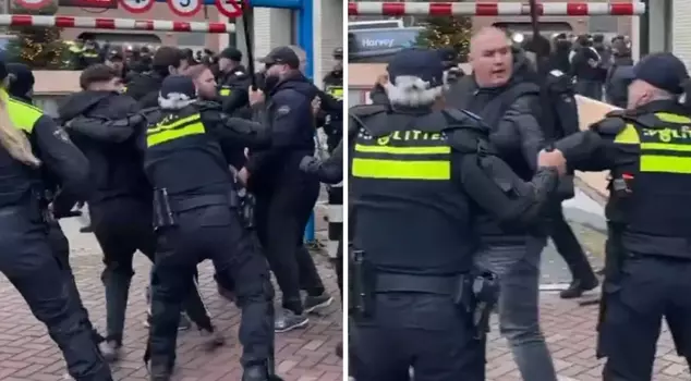 Hours before the AZ Alkmaar-Galatasaray match, fans clashed with each other.