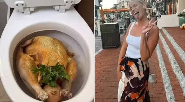 The social media influencer shocked her followers by cooking a Thanksgiving turkey in the toilet.