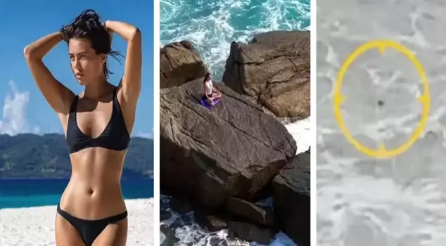 The Russian model practicing yoga on the cliffs was swallowed by the waves.