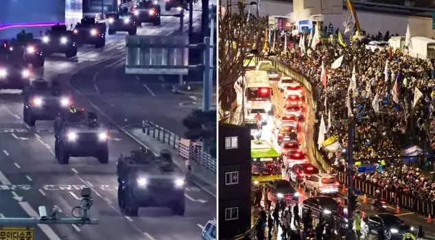 Tensions are high in South Korea! Tanks have taken to the streets, and thousands of people are heading to the Parliament.