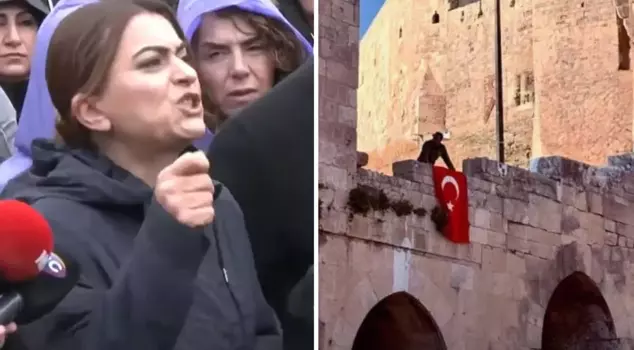 DEVA Party member Gülistan Kılıç Koçyiğit is disturbed by the hanging of the Turkish flag on Aleppo Castle.