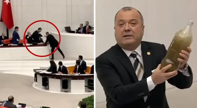 Tension rose in the Parliament! Minister Kurum pushed away the dirty water brought by the CHP deputy with the back of his hand.