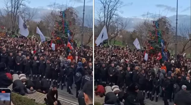 A fight broke out in front of the Christmas tree at Yıldız Technical University.