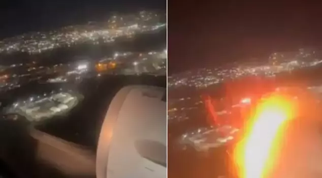 The plane that caught fire due to a bird strike made an emergency landing.