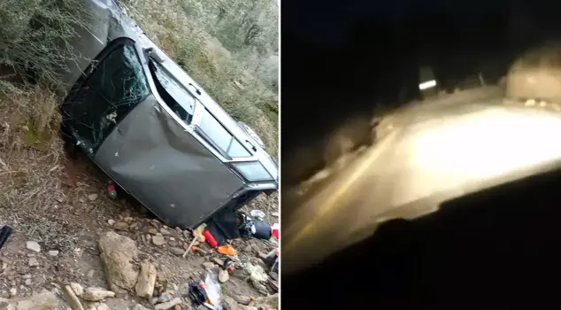 The car rolled off the cliff like this during the live broadcast.