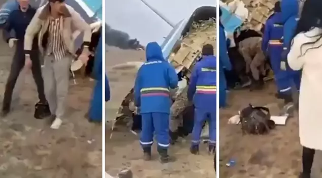 The moment the passengers were rescued from the plane that crashed in Kazakhstan.