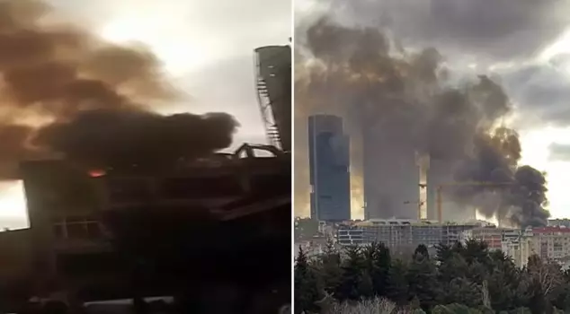 Fire in an abandoned building in Istanbul! Workers trapped among the flames.