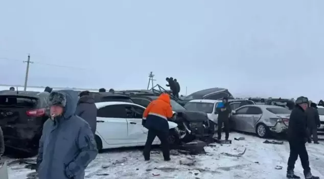 A chain collision involving 95 vehicles in Kazakhstan.