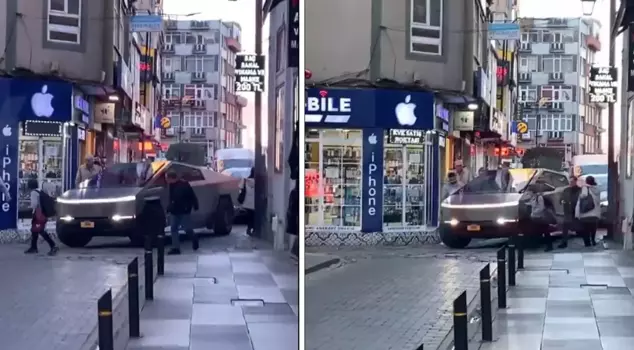 Intense interest in Tesla's Cybertruck on the streets of Trabzon.