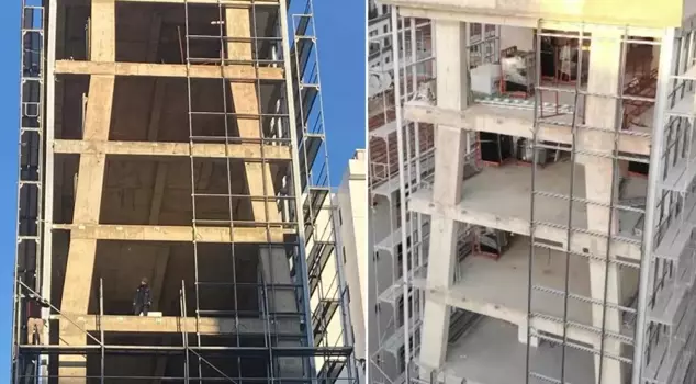 The tilted columns of the building under construction in Istanbul have sparked controversy.