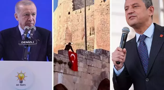 President Erdoğan asked CHP leader Özel about the flag hung on Aleppo Castle.