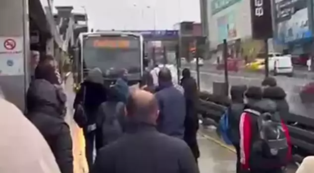 The metrobus skipped the stop! Frustrated citizens blocked the road.