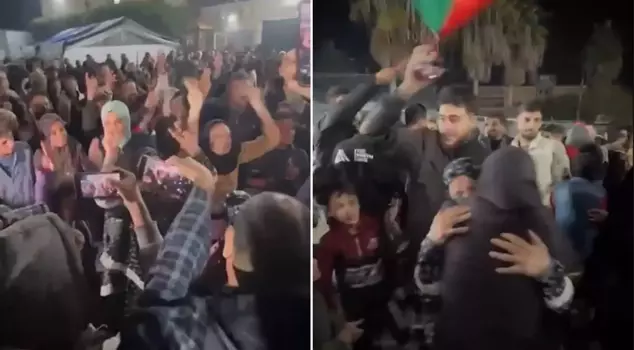 The Gazans celebrated the ceasefire agreement in the streets.