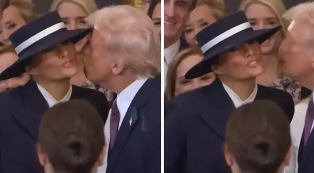 He couldn't kiss his wife at Trump's inauguration: Those moments are trending on social media.