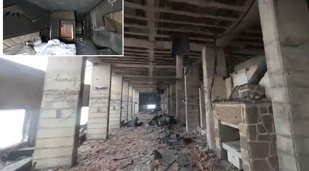 The interior of the Grand Kartal Hotel, which is the burial place of 76 people, has been captured for the first time with an FPV drone.