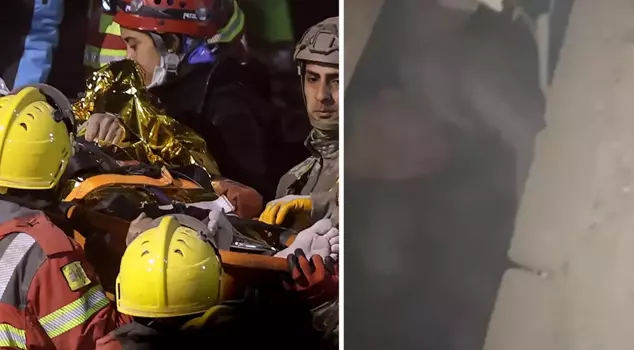 The moments of two people being rescued from the collapsed building in Konya were captured on camera.