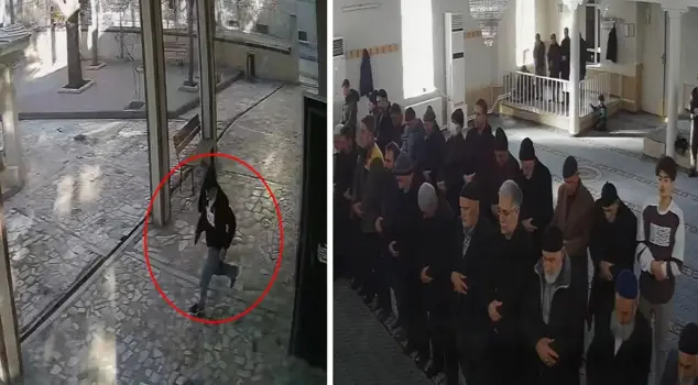 Panic moments in the mosque! Citizens stopped praying and started chasing the individual.