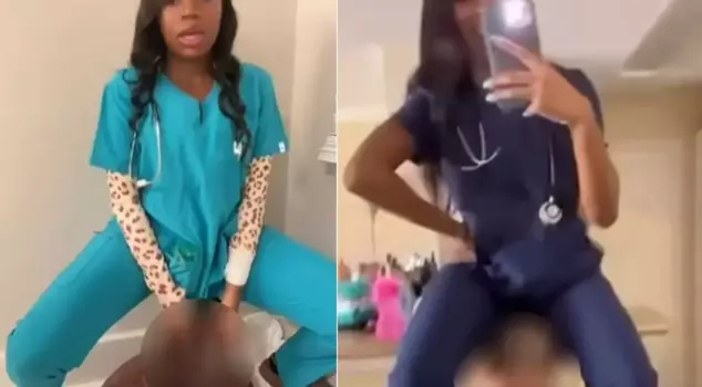 A healthcare worker who was twerking above the head of a disabled patient has been arrested.