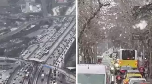 Snowfall in Istanbul intensified: Vehicles faced difficult moments.