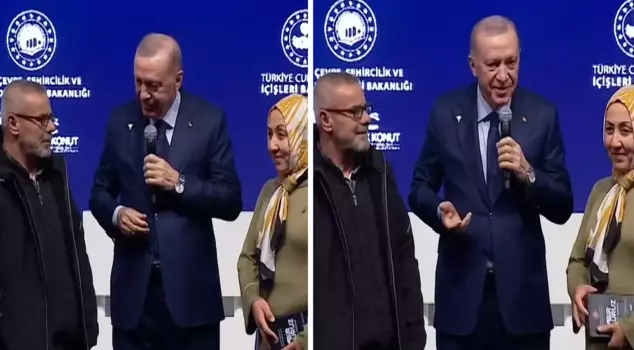 President Erdoğan could not remain indifferent when he heard the profession of the earthquake survivor he called to the stage.