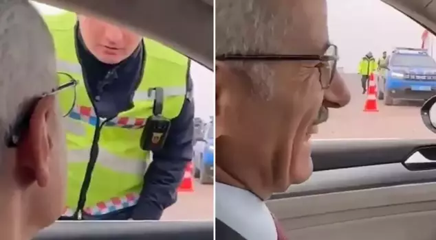 The gendarmerie encountered the minister during a road check, and what happened when they didn't recognize him was amusing.