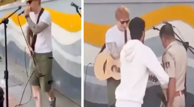 Ed Sheeran wanted to sing on the street, but the police unplugged the microphone.