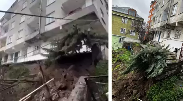 A retaining wall collapsed in Beyoğlu, and two buildings were evacuated.