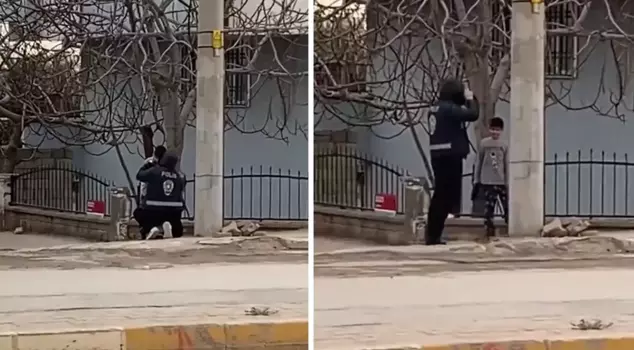 The gesture that captivated the police officer from the little child.