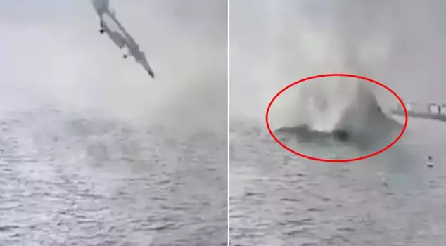 A U.S. Navy fighter jet crashed into the sea.