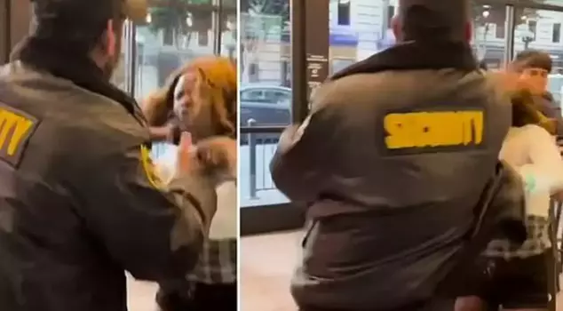 The security guard slapped the woman who did not want to leave the restaurant.