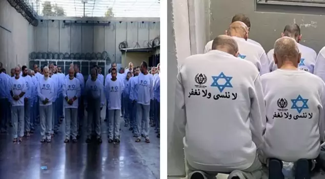 Israel released 369 Palestinians dressed in uniform with the Star of David.