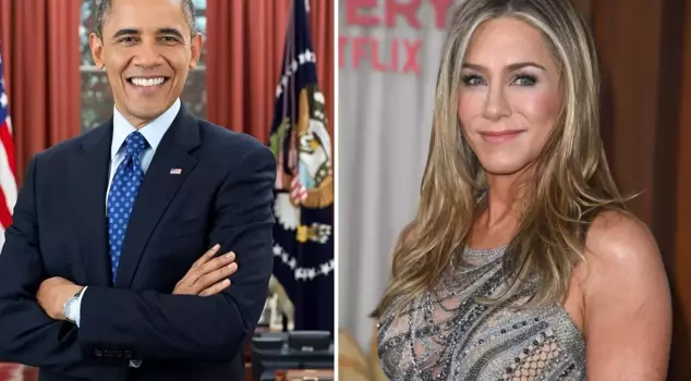 Barack Obama responds with a photo to claims of an affair with Jennifer Aniston.