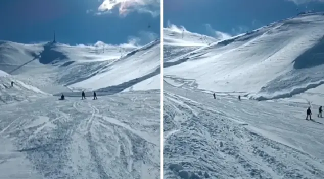 Terrifying moments in Palandöken! An avalanche has fallen on the ski resort.