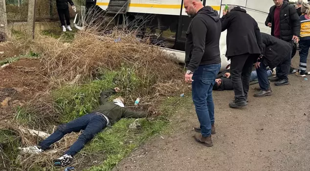 A worker shuttle overturned in Tekirdağ: 25 injured.