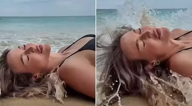 The model's beach shoot turned into a disaster with a wave surprise.