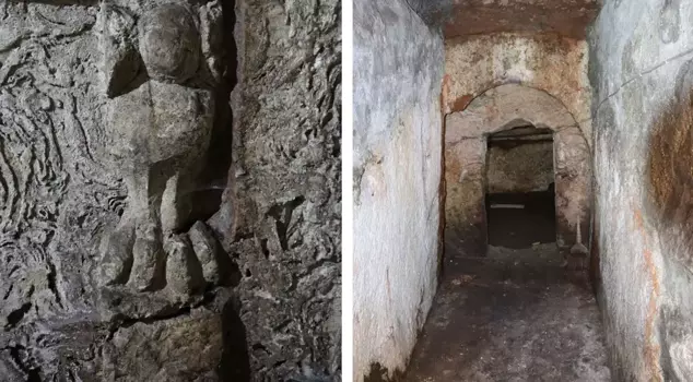 The rock tomb located in the courtyard of a house in Şanlıurfa has been recorded for the first time.