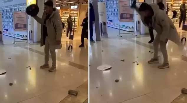 He smashed the robot vacuum in front of the store where he bought it.