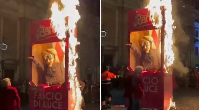 The puppet of Italy's Prime Minister Meloni was burned.