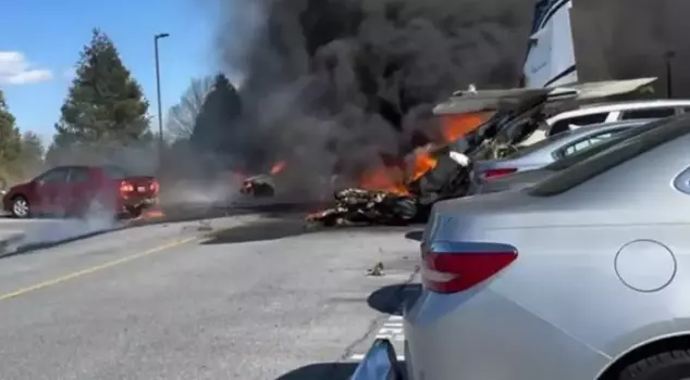 A small plane with an open door crashed into a parking lot in Pennsylvania.