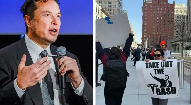 Employees laid off in the U.S. protested against Musk.