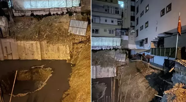 Landslide in Güngören, Istanbul! The backyard of the kindergarten has collapsed.